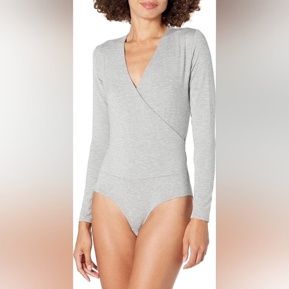 J. Crew Factory/Mercantile Light Gray Long Sleeve Bodysuit Small